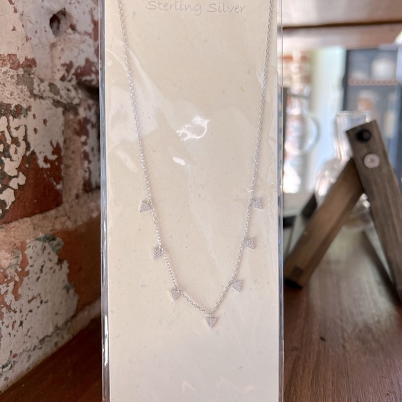 Dainty Triangle Stud Necklace - Picture 3 of 5